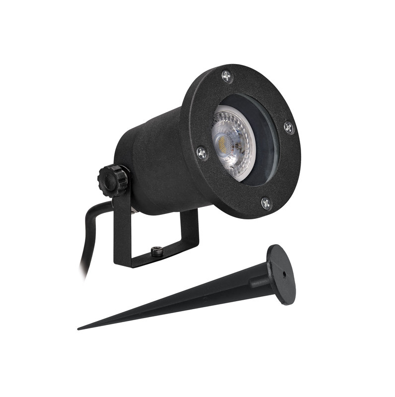 ARIC 50205 - Aster - Proj. Ext. Ip65 Ik07 Gu10, Basc., Noir, A/Ampoule Led 4,5W 3000K 465Lm Incl.