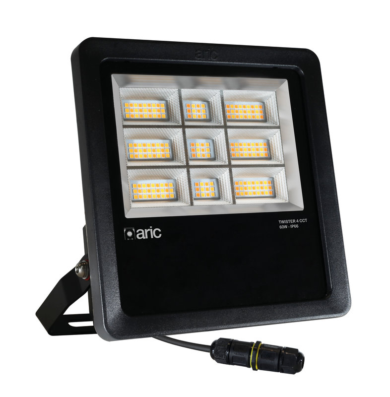 ARIC 51688 - Twister 4 Noir 60W 3Cct Ip66 Ik08 2200K/3000K/4000K 9000Lm 90° 50000H