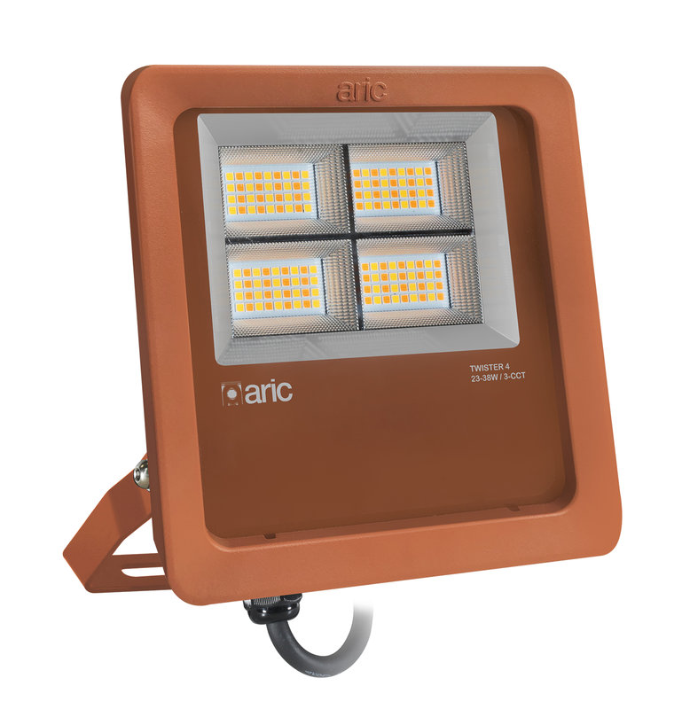 ARIC 51685 - Twister 4 Corten 3Cct 23-38W Ip66 Ik08, 2200K/3000K/4000K, 38W 5700Lm 90° 50000H