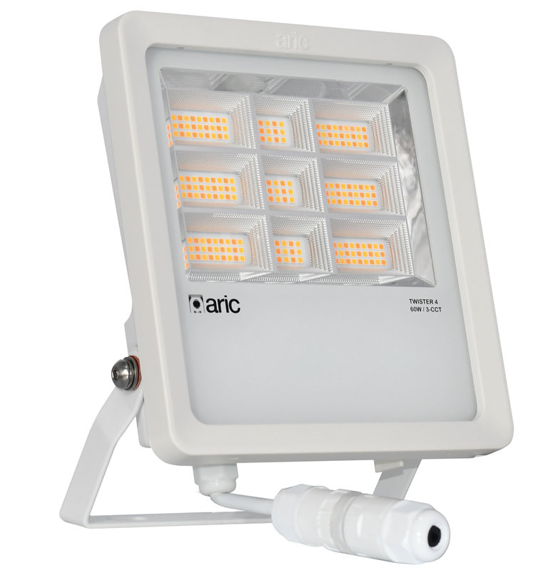 ARIC 51922 - Twister 4 Blanc 60W 3Cct Ip66 Ik08 2200K/3000K/4000K 9000Lm 90° 50000H