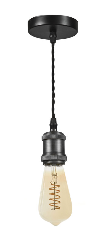 ARIC 50449 - Epoque - Susp. E27 60W Max, Douille Style Rétro, Anthracite, Ampoule Non Incl.