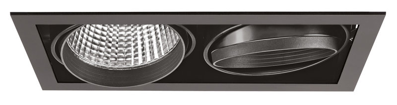 ARIC 51216 - Kit Quadra Duo -Downlight Orient. Noir, 2 Mod. Led 26,6W 3000K 40° 3200Lm Incl