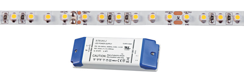 ARIC 55243 - Flexo-Ruban N/Protg. Ip20 24V 10W/M 120Led/M 2400K 800 Lm/M, Lg 2,5M,Alim.Incl.