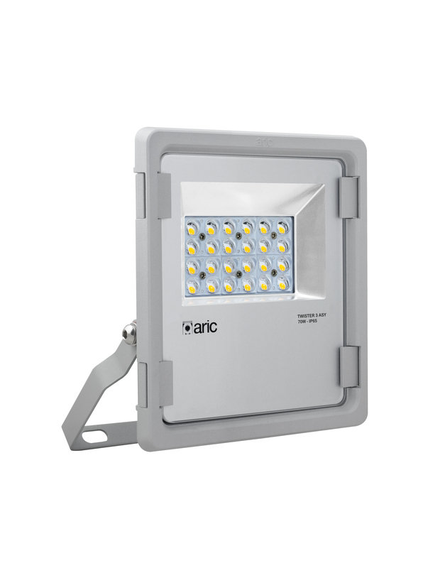 ARIC 50871 - Twister 3 Asy - Proj. Ext. Ip65 Ik08, Gris, 90° Led Integ. 70W 3000K 7700Lm