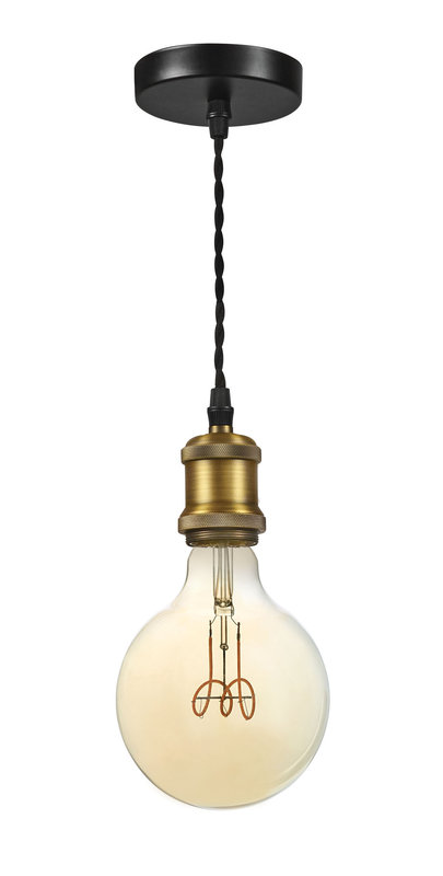 [ARIC-50450] ARIC 50450 - Epoque - Susp. E27 60W Max, Douille Style Rétro, Laiton Doré, Ampoule Non Incl.