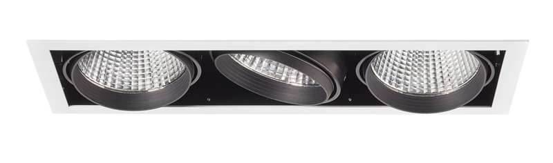 ARIC 51179 - Kit Quadra Tertio -Downlight Orient. Blanc, 3 Mod. Led 34W 4000K 40° 3400Lm Incl