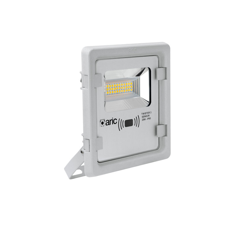 ARIC 50874 - Twister 3 Sensor - Proj. Ext. Ip65 Ik08, Gris, 90° Led Integ. 24W 3000K 2500Lm