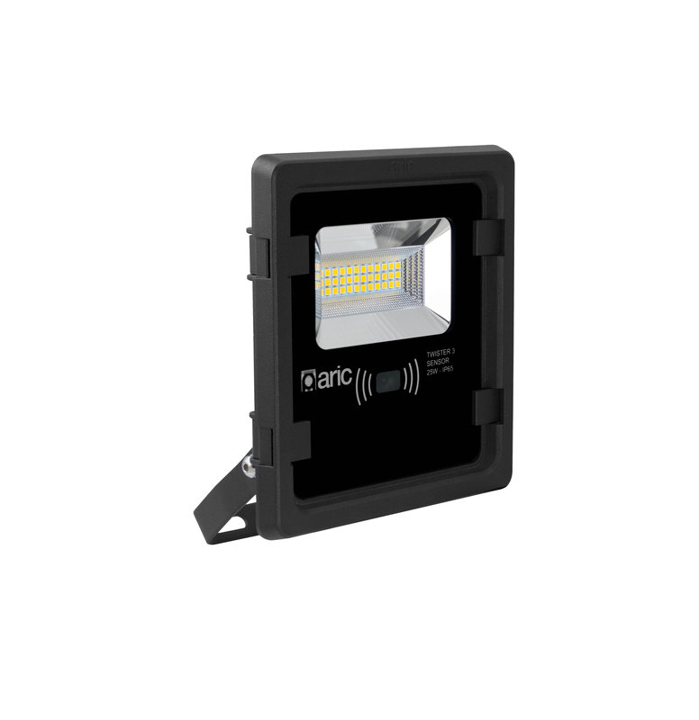 ARIC 51231 - Twister 3 Sensor - Proj. Ext. Ip65 Ik08, Noir, 90° Led Integ. 24W 4000K 2600Lm