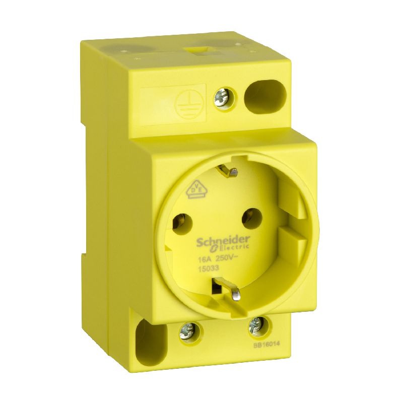 Multi9 - Prise rail din schuko jaune 250v 16a 2p t 15033