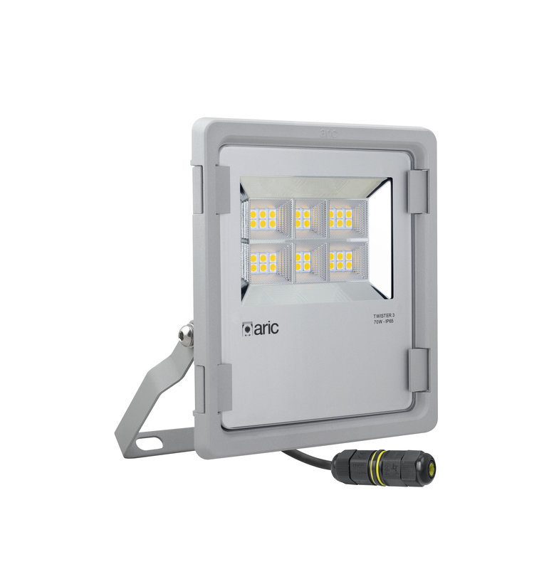 ARIC 50836 - Twister 3 - Proj. Ext. Ip65 Ik08, Gris, 90° Led Integ. 70W 4000K 9100Lm