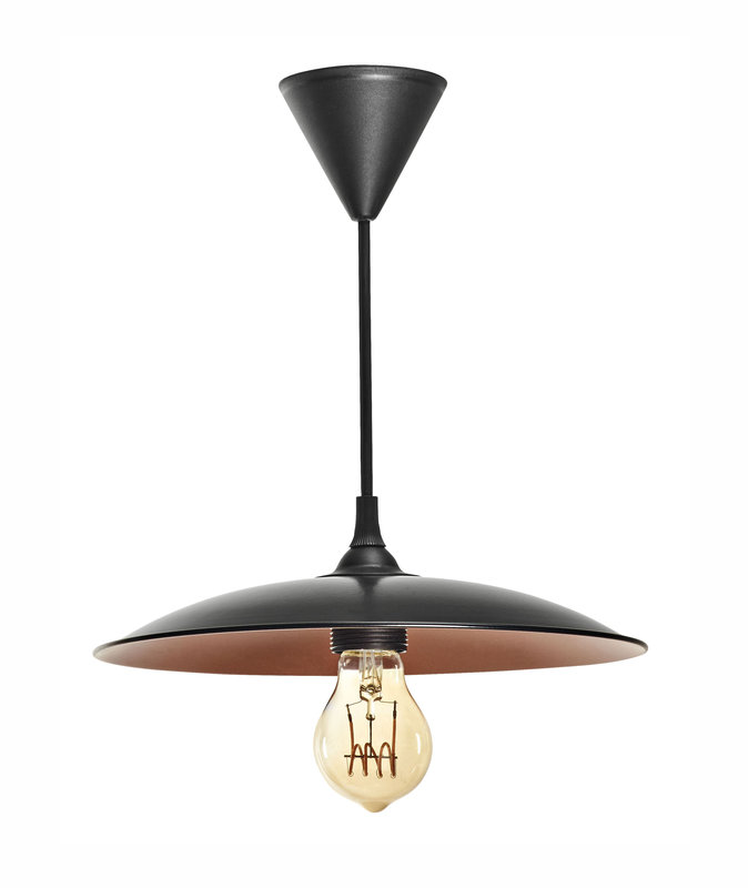 ARIC 4205 - Roma - Suspension E27 60W Max, Ø280Mm, Acier Noir/Int.Cuivré, Ampoule Non Incl.