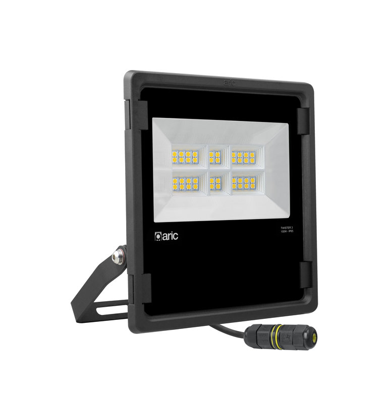 [ARIC-50829] ARIC 50829 - Twister 3 - Proj. Ext. Ip65 Ik08, Noir, 90° Led Integ. 100W 3000K 12000Lm