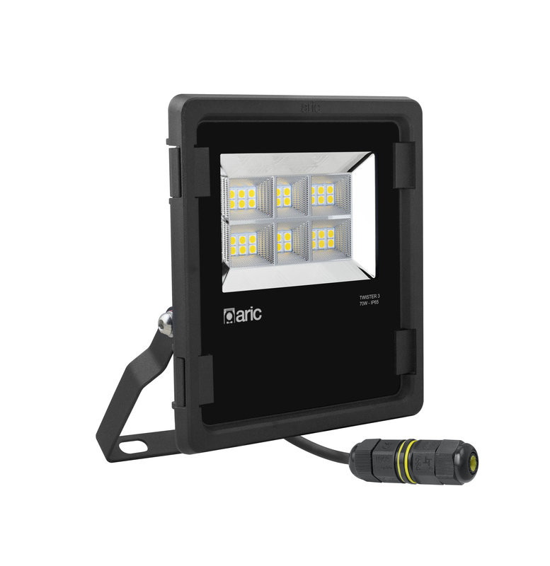 ARIC 50827 - Twister 3 - Proj. Ext. Ip65 Ik08, Noir, 90° Led Integ. 70W 3000K 8400Lm