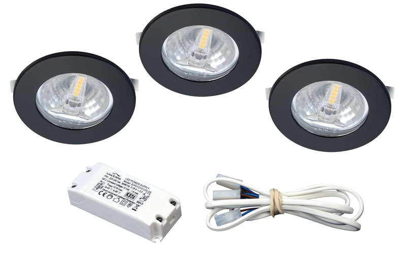 [ARIC-51362] ARIC 51362 - Kit S1200 Led - Encastrés Noirs Avec Led G4 1,8W 3000K 150Lm, Driver Inclus