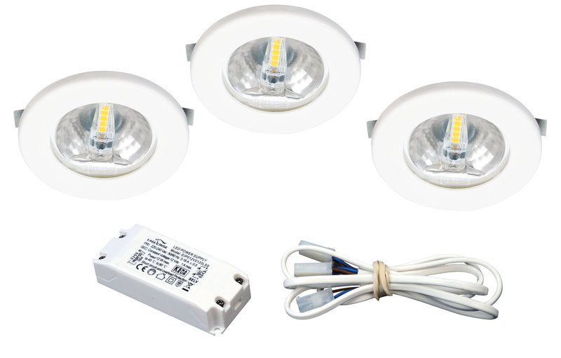 ARIC 50775 - Kit S1200 Led - Encastrés Blancs Avec Led G4 1,8W 3000K 150Lm, Driver Inclus