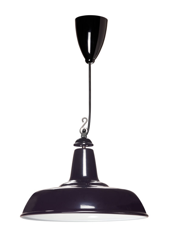 [ARIC-4184] ARIC 4184 - Nostalgie - Suspension Déco E27 En Acier Noir (Intérieur Blanc), Ampoule Non Fournie