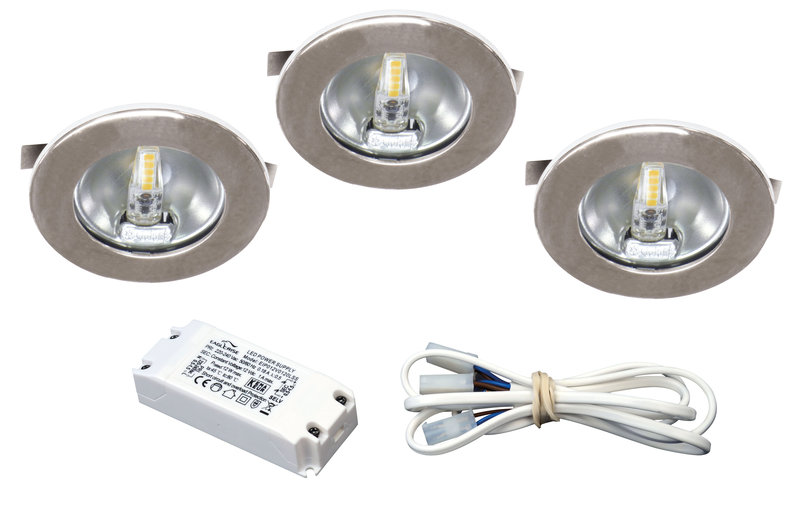 ARIC 50777 - Kit S1200 Led - Encastrés Chromés Avec Led G4 1,8W 3000K 150Lm, Driver Inclus