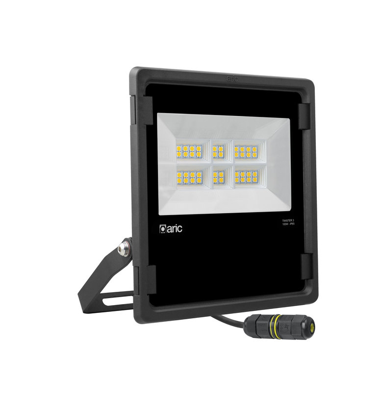 ARIC 50828 - Twister 3 - Proj. Ext. Ip65 Ik08, Noir, 90° Led Integ. 100W 2300K 11000Lm