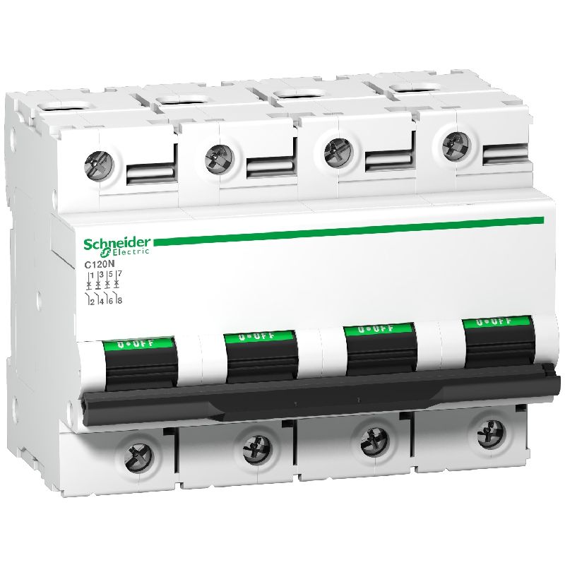 Disjoncteur C120N 4P 63 A, courbe D, 10 kA A9N18390