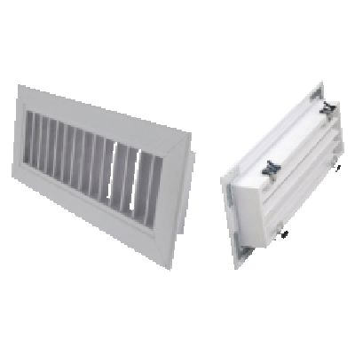 Grille dble défl. clips alu blc 400x100 