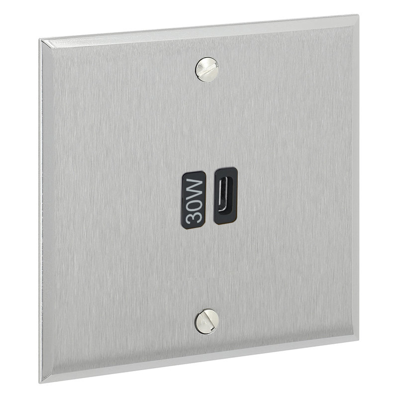 Legrand AR67123 - Art d'Arnould univers Mémoire prise 1 USB Type-C 3A 30W rapide - acier brossé