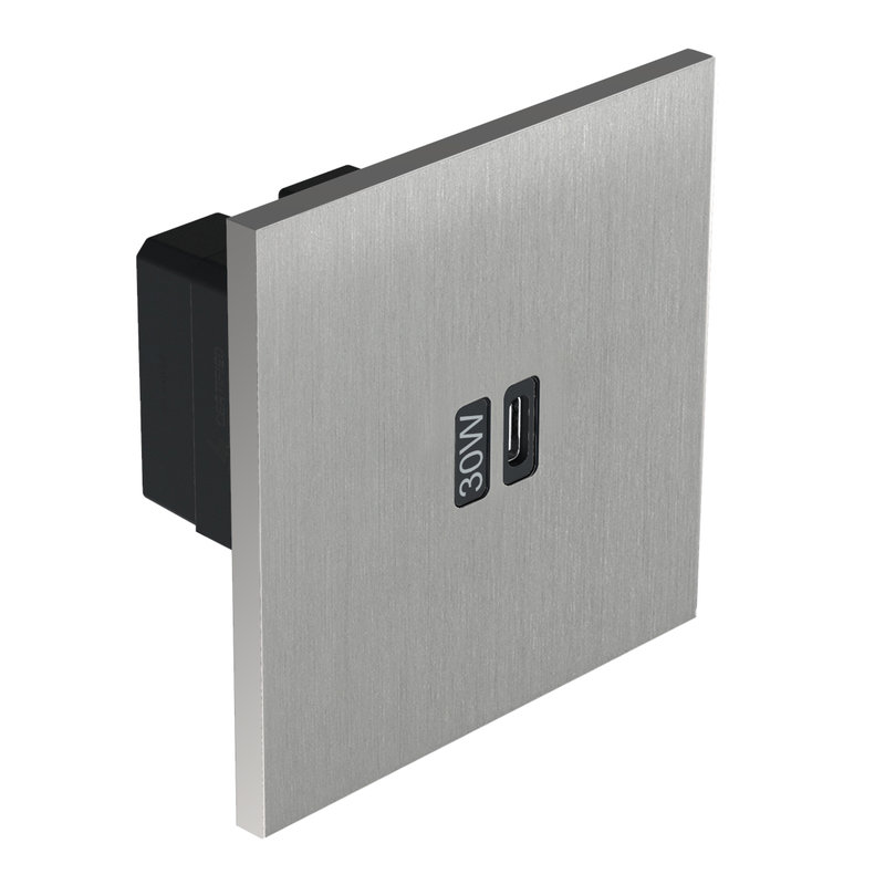 Legrand AR67423 - Art d'Arnould univers Epure prise 1 USB Type-C 3A 30W rapide - Acier brossé