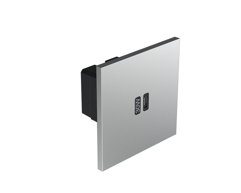 Legrand AR67523 - Art d'Arnould univers Epure prise 1 USB Type-C 3A 30W rapide - Acier satin
