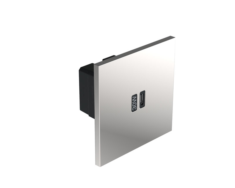 Legrand AR67623 - Art d'Arnould univers Epure prise 1 USB Type-C 3A 30W rapide - Acier miroir