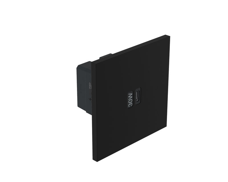 Legrand AR67823 - Art d'Arnould univers Epure prise 1 USB Type-C 3A 30W Power Delivery - Noir mat