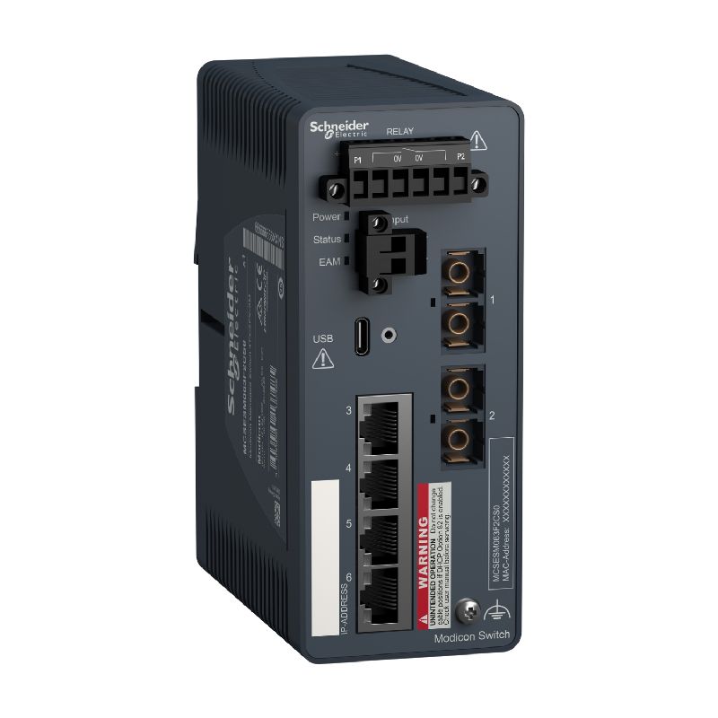 Modicon Switch administré - 4 ports cuivre &amp; 2 por MCSESM063F2CS0