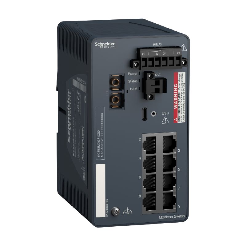 Modicon Switch administré - 8 ports cuivre &amp; 1 por MCSESM093F1CS0