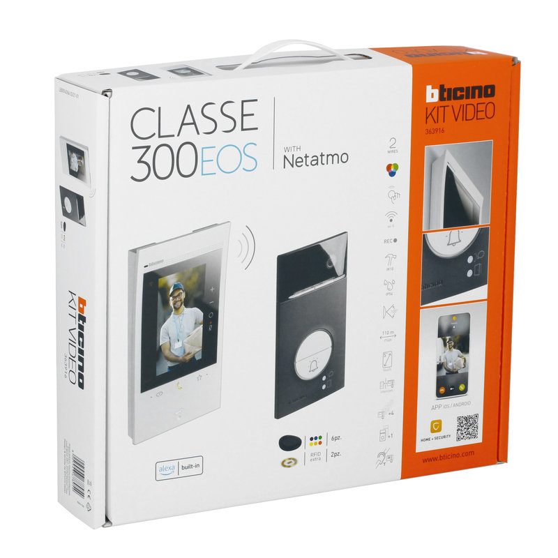 [BTI-BT363916] Bticino BT363916 - Kit portier connecté Classe 300EOS with Netatmo blanc 5" platine Linea 3000 noir