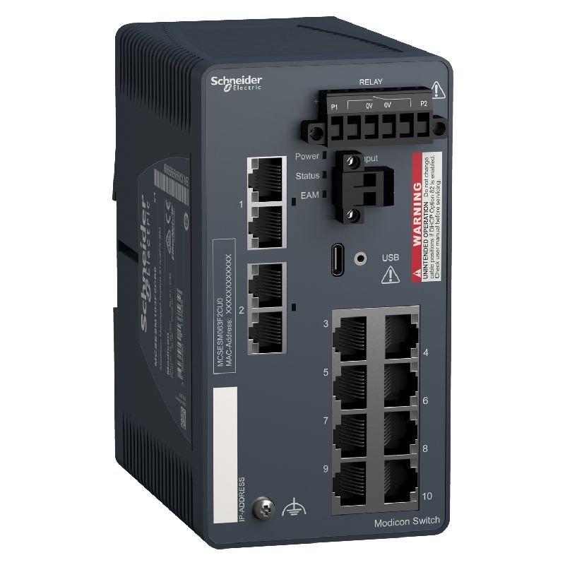 Modicon Switch administré - 8 ports cuivre &amp; 2 por MCSESM103F2CS0