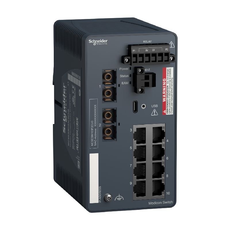Modicon Switch administré - 8 ports cuivre &amp; 2 por MCSESM103F2CU0