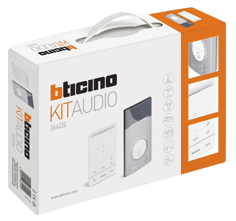 [BTI-BT364232] Bticino BT364232 - Kit Classe 100 audio mains-libres blanc avec platine Linea 3000 gris