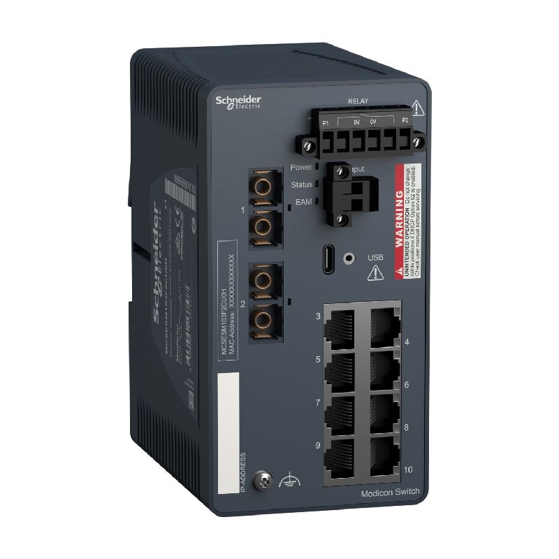 Modicon Switch administré - 8 ports cuivre &amp; 2 por MCSESM103F2CU0H