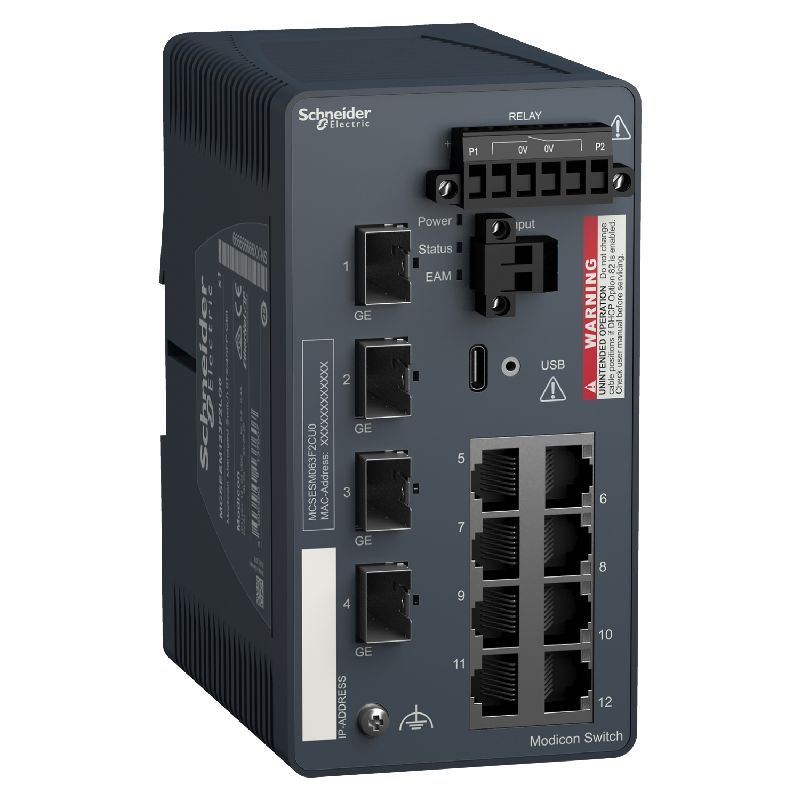 Modicon switch administré - 8 ports cuivre et 4 po MCSESM123F2LG0