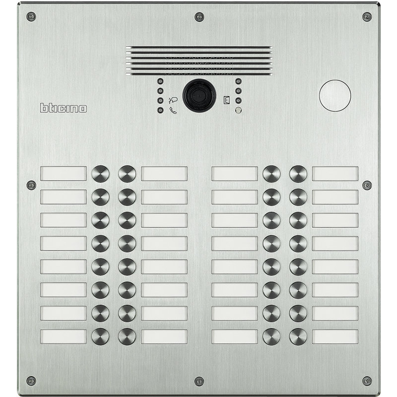 [BTI-308005] Bticino 308005 - Platine antivandale à bouton poussoir Linea 300 pour 21 à 32 appels façade Alu
