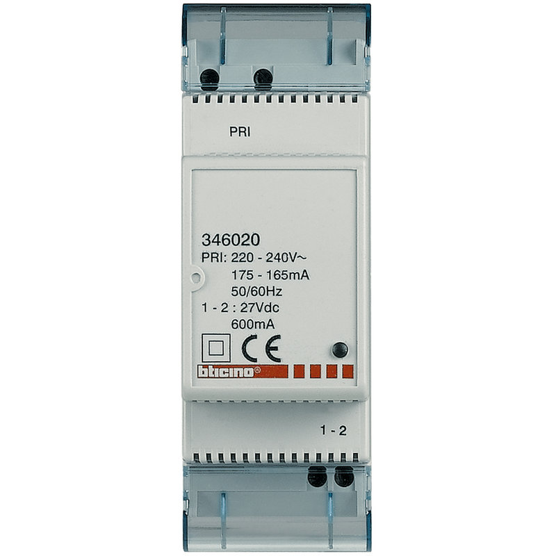 [BTI-346020] Bticino 346020 - Alimentation modulaire supplémentaire BUS 220V~ à 240V~ 27V= 600mA - 2 modules