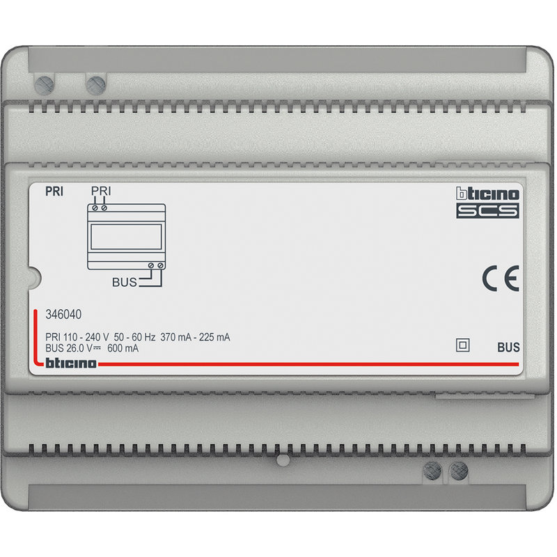 [BTI-346040] Bticino 346040 - Alimentation modulaire pour installation audio 2 fils 230V 0,6A - 6 modules DIN