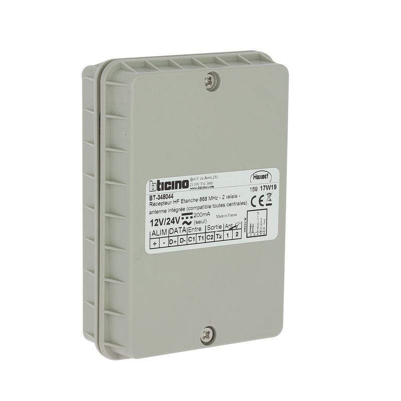 [BTI-BT348044] Bticino BT348044 - Récepteur radio étanche 2 relais controle d'accès portail centrale Hexact Com