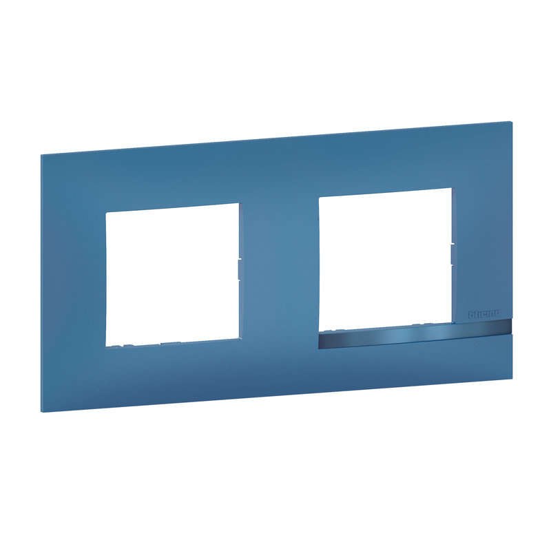 [BTI-BTAL9LA2] Bticino BTAL9LA2 - Plaque Altège Déco 2 postes Lagon - bleu avec liseré bleu métallisé