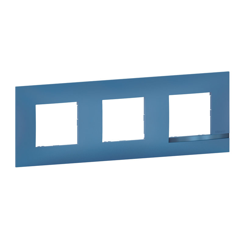 [BTI-BTAL9LA3] Bticino BTAL9LA3 - Plaque Altège Déco 3 postes Lagon - bleu avec liseré bleu métallisé