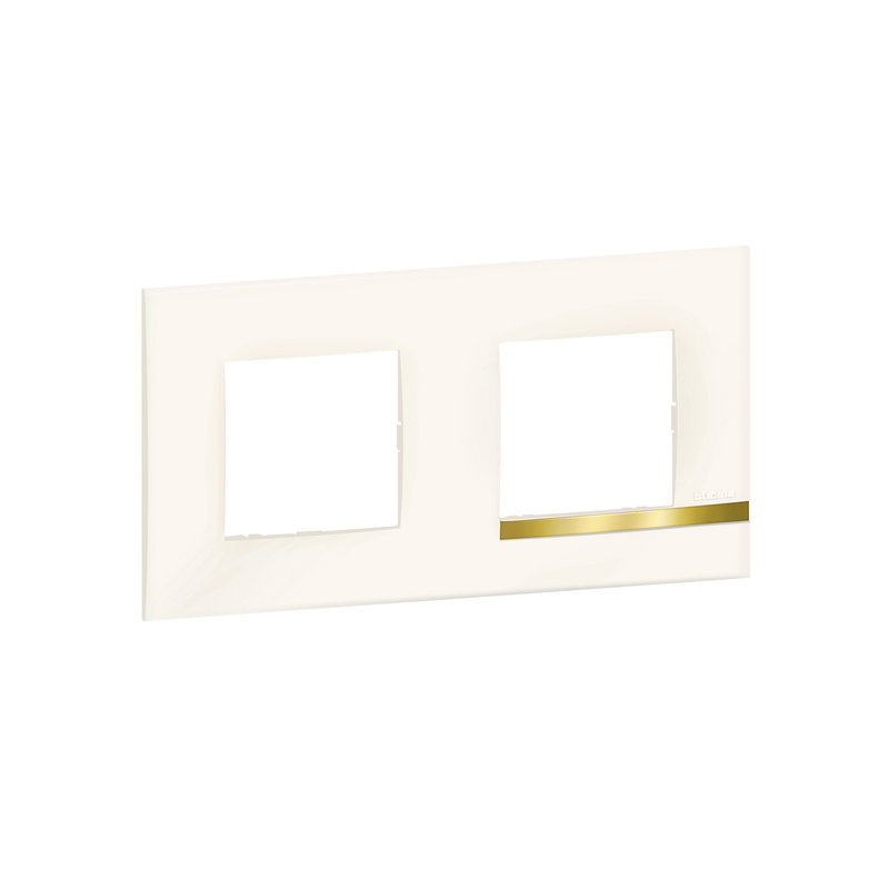 [BTI-BTAL9OP2] Bticino BTAL9OP2 - Plaque Altège Déco 2 postes Opale - blanc brillant avec liseré imitation or