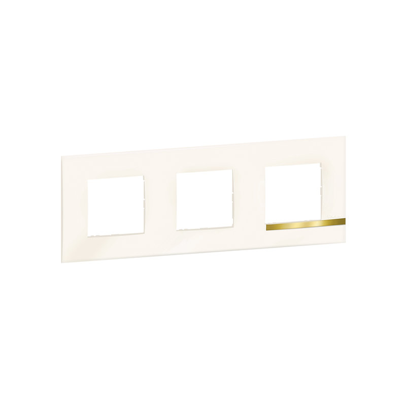 [BTI-BTAL9OP3] Bticino BTAL9OP3 - Plaque Altège Déco 3 postes Opale - blanc brillant avec liseré imitation or