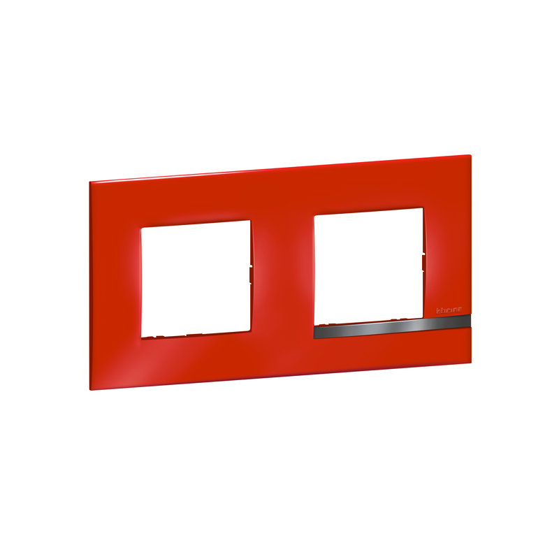 [BTI-BTAL9RU2] Bticino BTAL9RU2 - Plaque Altège Déco 2 postes Rubis - rouge brillant avec liseré effet aluminium