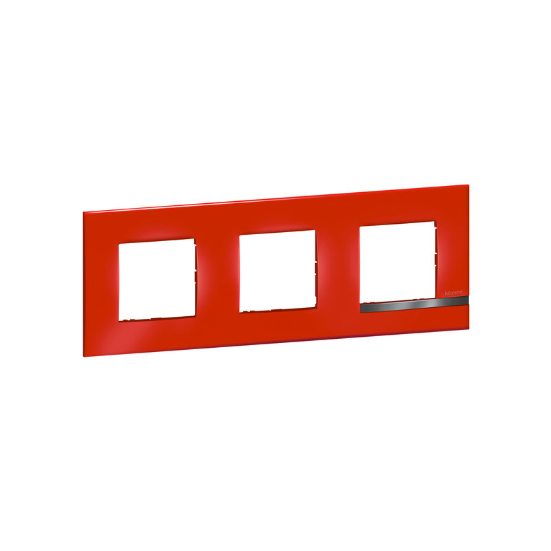 [BTI-BTAL9RU3] Bticino BTAL9RU3 - Plaque Altège Déco 3 postes Rubis - rouge brillant avec liseré effet aluminium