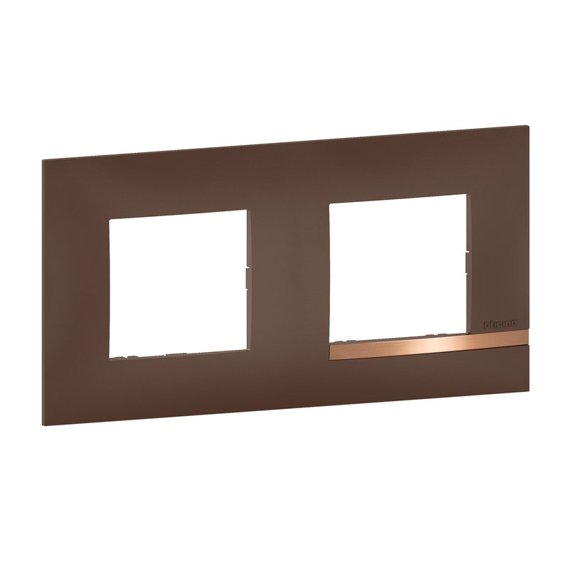 [BTI-BTAL9TS2] Bticino BTAL9TS2 - Plaque Altège Déco 2 postes Terre de sienne - marron avec liseré effet cuivre