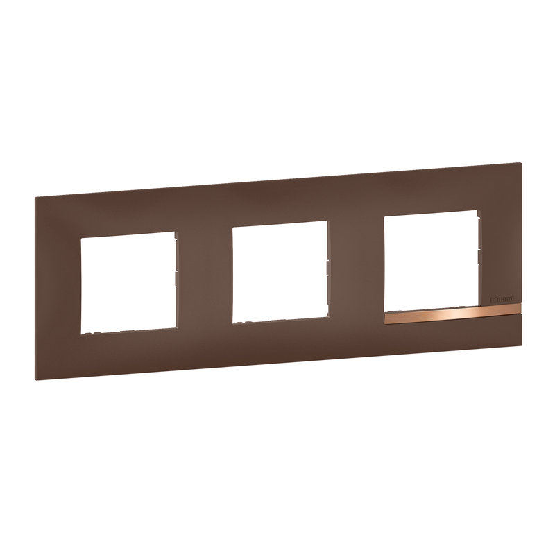[BTI-BTAL9TS3] Bticino BTAL9TS3 - Plaque Altège Déco 3 postes Terre de sienne - marron avec liseré effet cuivre