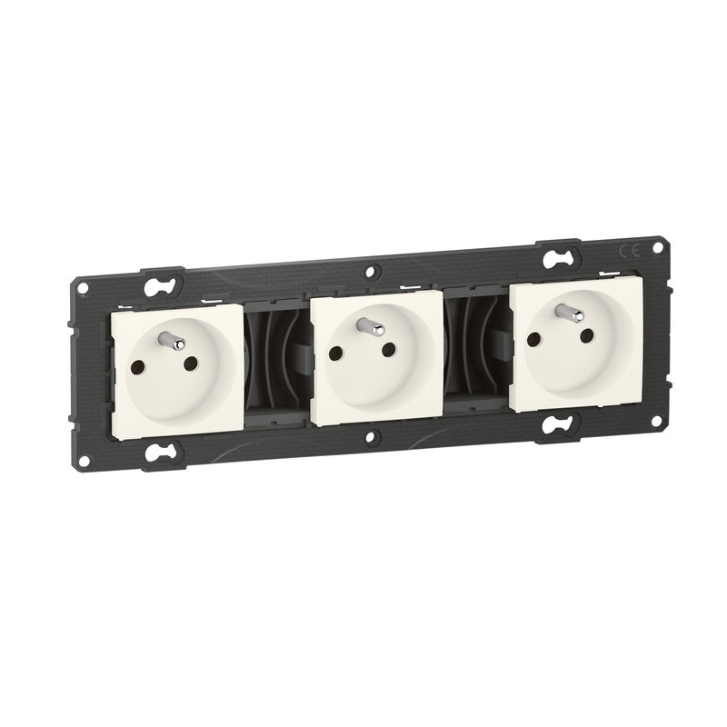 [BTI-BTAL23DD] Bticino BTAL23DD - Triple prise de courant précâblée Altège 16A - finition Neige